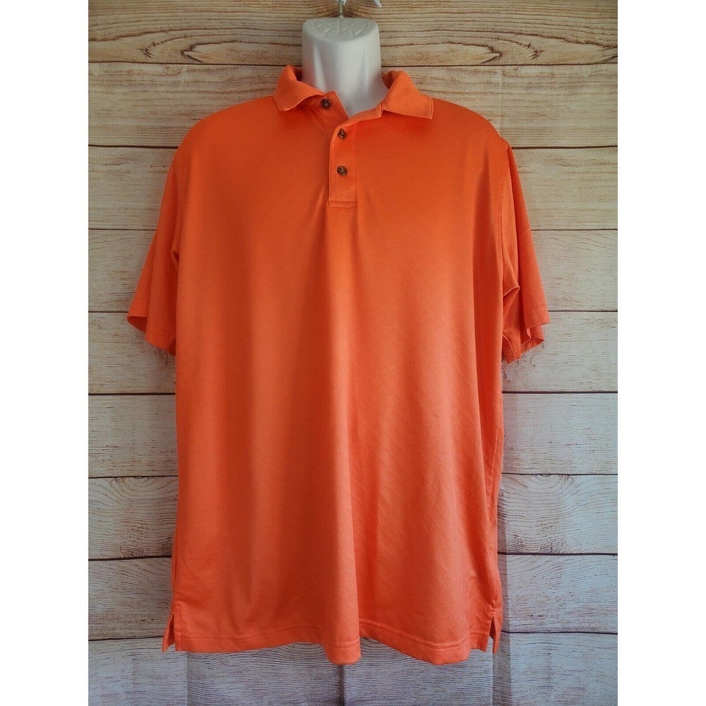 Pebble Beach Performance Medium Orange 1/4 Button Golf Shirt